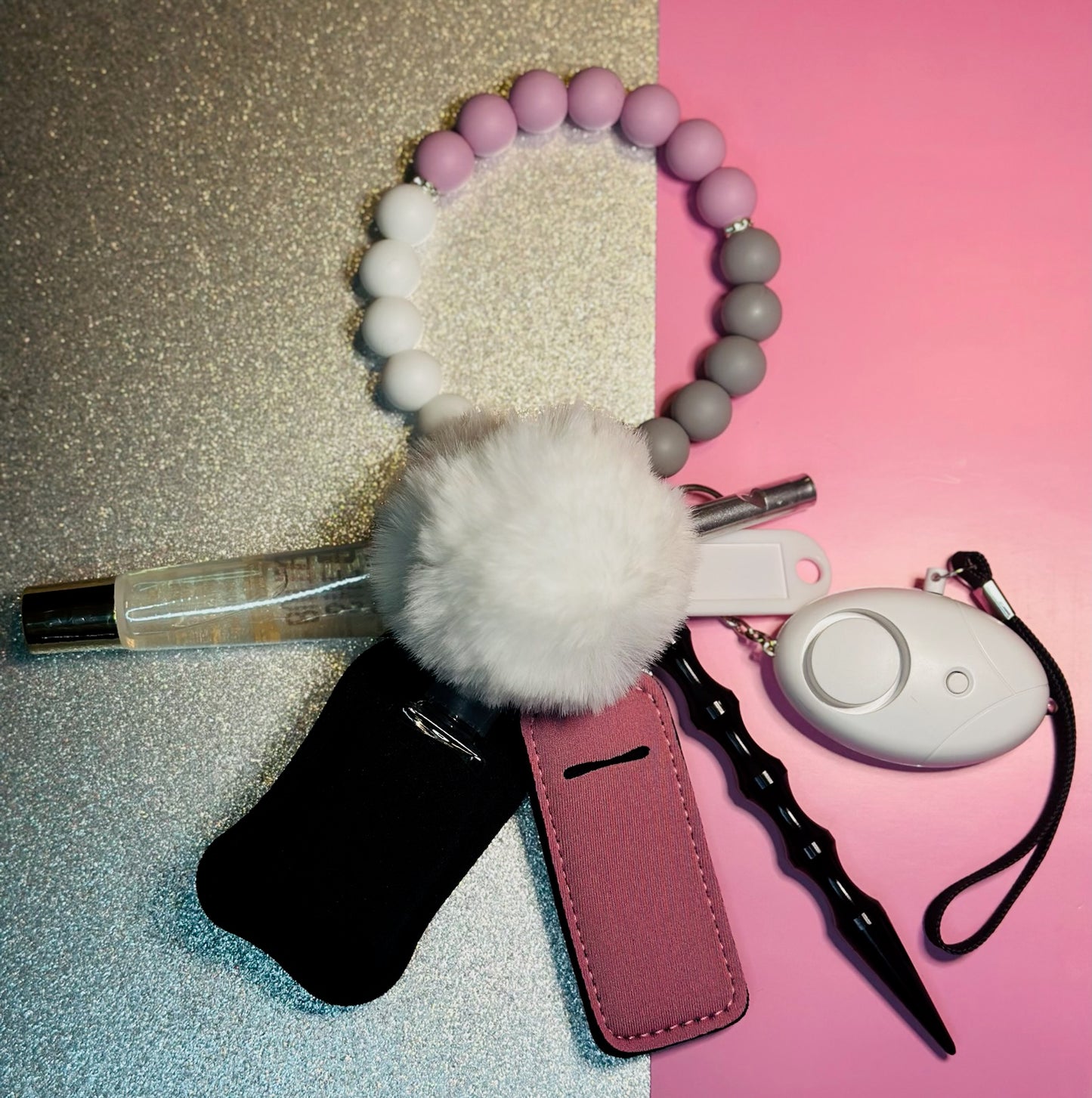 Birthday Cotton Candy Safety Defense Keychain